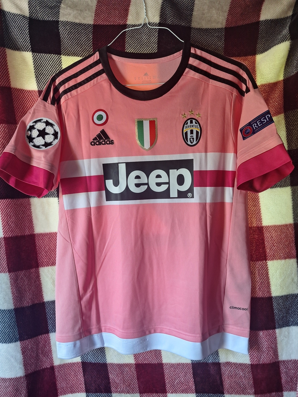 adidas Juventus Pink and White Away Jersey with Jeep Sponsor